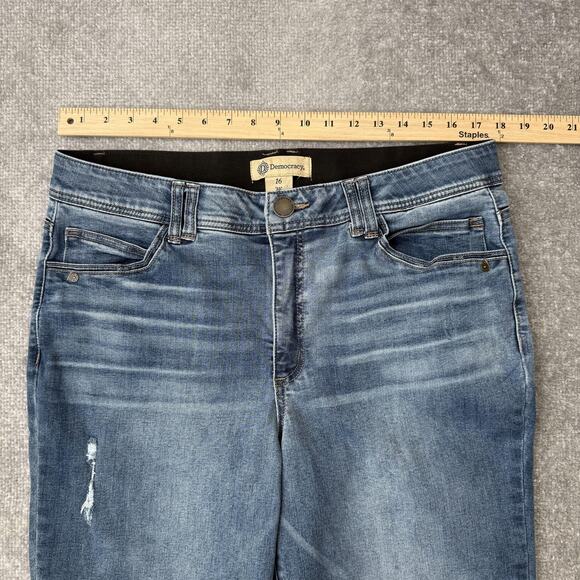 Democracy Jeans Womens 16 Blue Ab Technology Straight Leg Raw Hem Stretch Denim - Picture 6 of 11